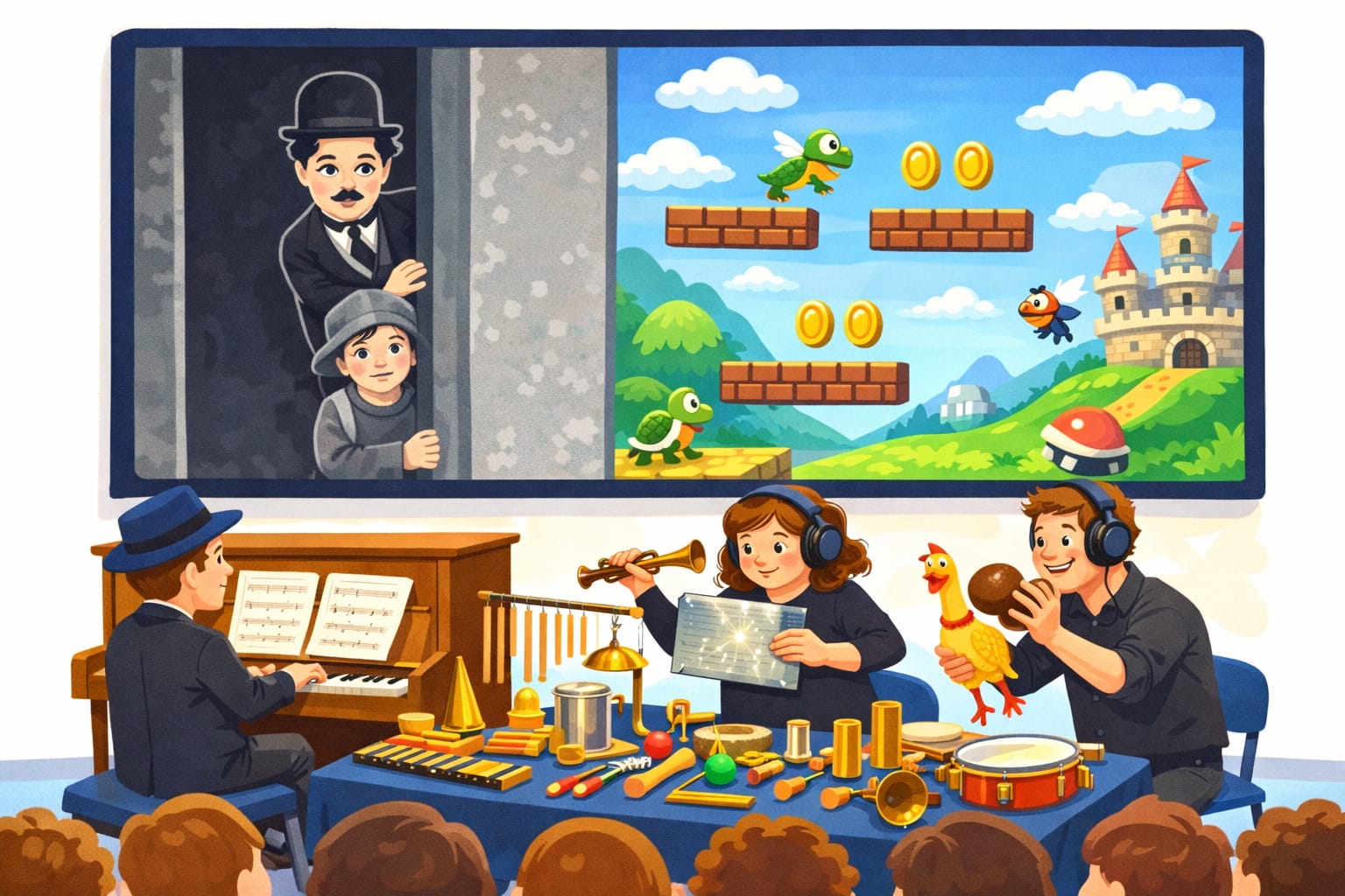 9 marca, po raz kolejny powitaliśmy w naszym przedszkolu Teatr “Kulturka”. Tym razem jednak przedstawienie było inne niż zwykle. Spektakl pt. “Bajkodźwieki” to dziecięce nieme kino, w którym muzykę na żywo tworzą przeróżne instrumenty. Przedszkolaki miały okazję zapoznać się z wyświetlanymi na dużym ekranie obrazami, które zostały dopełnione muzyką, głosem i dźwiękami. Oddały one nie tylko [&hellip;]