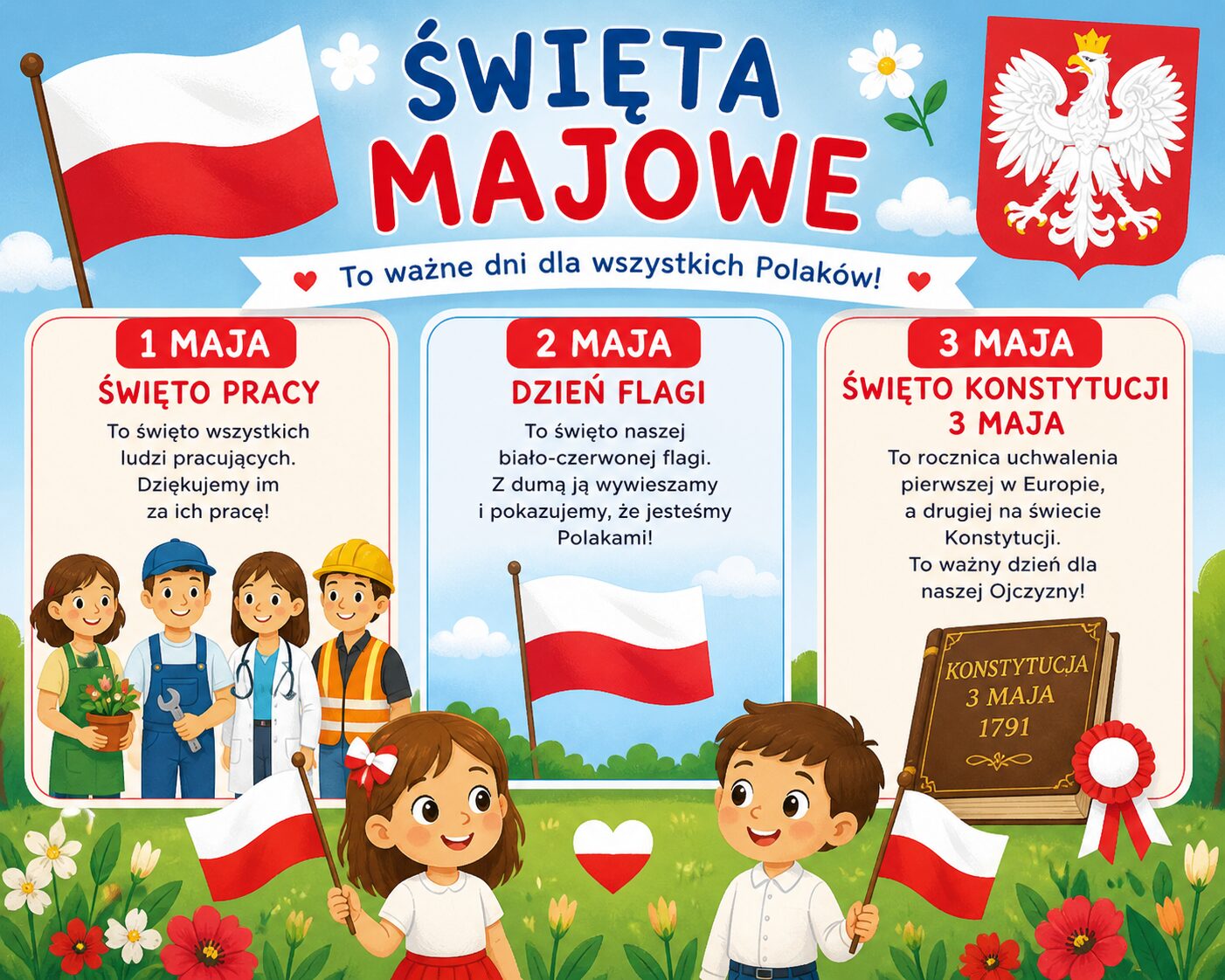 30 kwietnia w naszym przedszkolu odbyło się uroczyste wydarzenie z okazji Świąt Majowych, które są ważnym elementem budowania świadomości narodowej już od najmłodszych lat. To szczególny czas, w którym zwracamy uwagę na symbole państwowe oraz wydarzenia historyczne, takie jak:  Święto Pracy,  Święto Flagi oraz Święto Konstytucji 3 Maja, które przypominają o wolności, tradycji i wspólnocie [&hellip;]