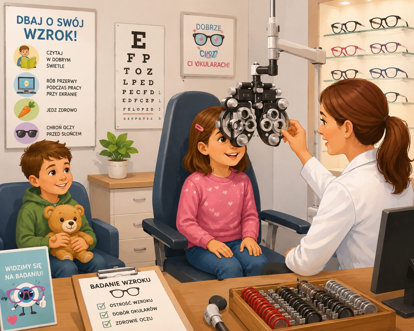 W minioną środę dzieci z grupy Kangurki odwiedziły salon optyczny „Zielone Okularki” w Wągrowcu przy ulicy Pocztowej, gdzie czekało na nie wiele ciekawych atrakcji i nowych doświadczeń. Podczas wizyty przedszkolaki miały okazję poznać pracę optyka oraz dowiedzieć się, jak ważne jest dbanie o wzrok. Chętne dzieci mogły wykonać badanie wzroku, a także przymierzać różnorodne okulary, [&hellip;]